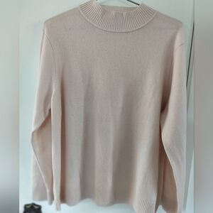 Norm Thompson Vintage Baby Pink 100% Cashmere Mock Neck Sweater Size XL